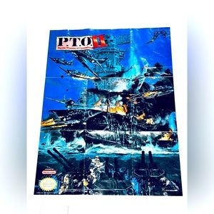 PACIFIC THEATER OF OPERATIONS II (PTO2) Folded Poster AD for 1991 SNES (RARE).
